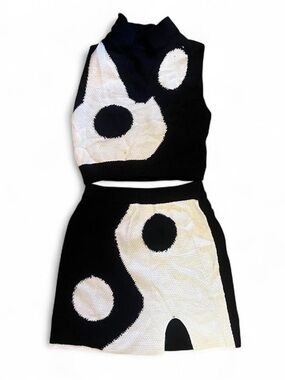 Yin yang Black and White Knit Two-Piece Set